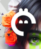 Graphics programmer portrait with orange roses and a white robot emblem